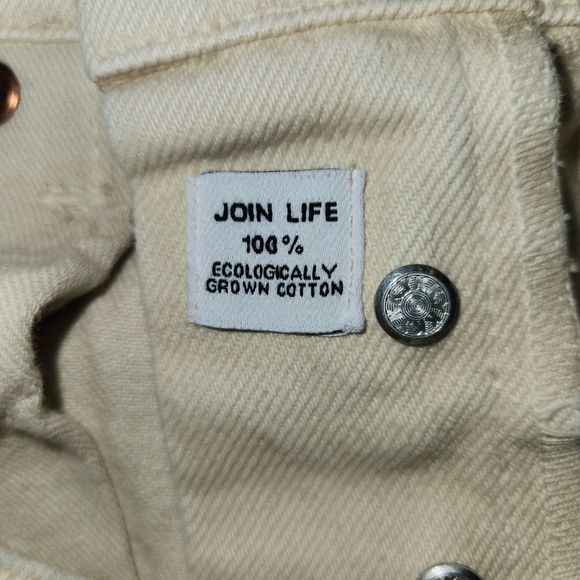 Zara Beige Raw Hem Button Front Jeans Size 4 High Rise Ankle Ecological Cotton - Picture 6 of 9